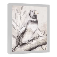 Dusty Blue Bird White Framed Canvas
