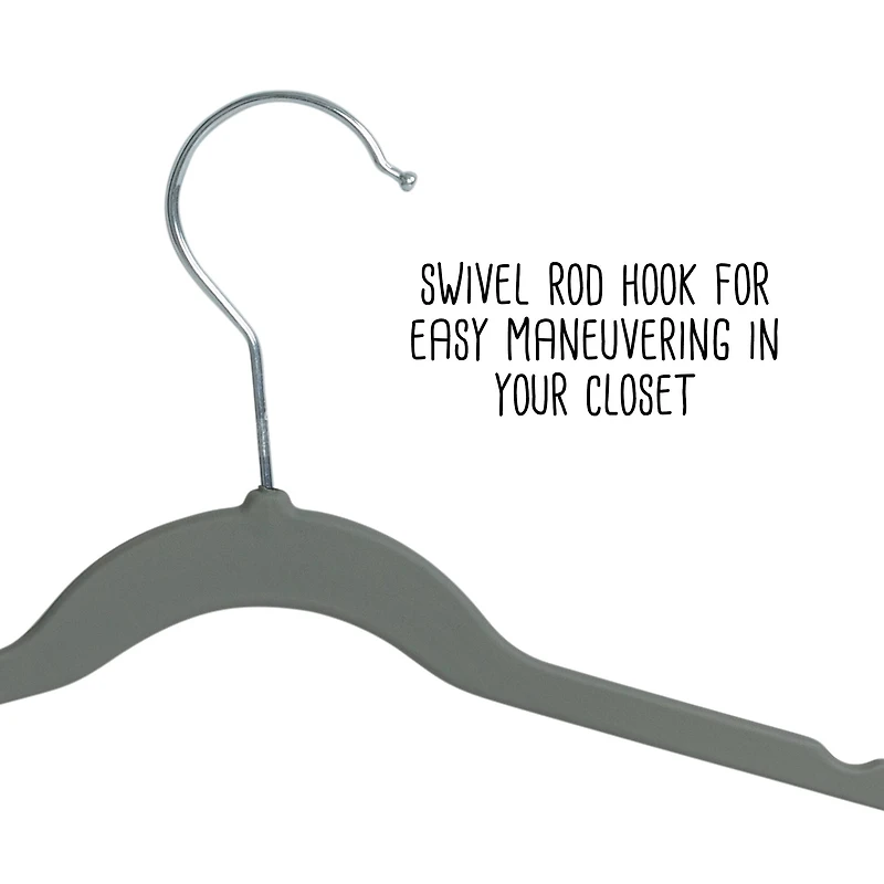 Honey Can Do Gray Slim Profile Rubber Kids Hangers, 10ct.