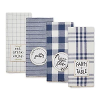 French Blue  Farm To Table Embellished Dishtowel (Set of 4)