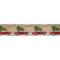2.5" x 20ft. Christmas Tree Car Wired Faux Linen Ribbon by Celebrate It®