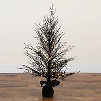 4ft. Pre-Lit LED Halloween Black Twig Artificial Fall Tree in Burlap Planter
