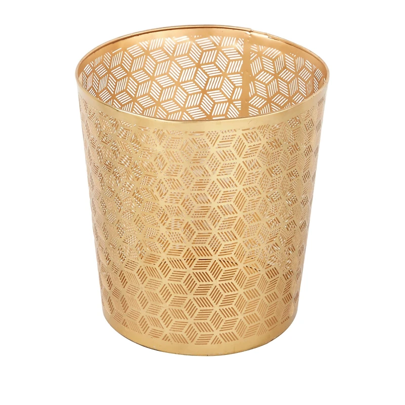 CosmoLiving by Cosmopolitan 10" Geometric Gold Glam Small Waste Bin