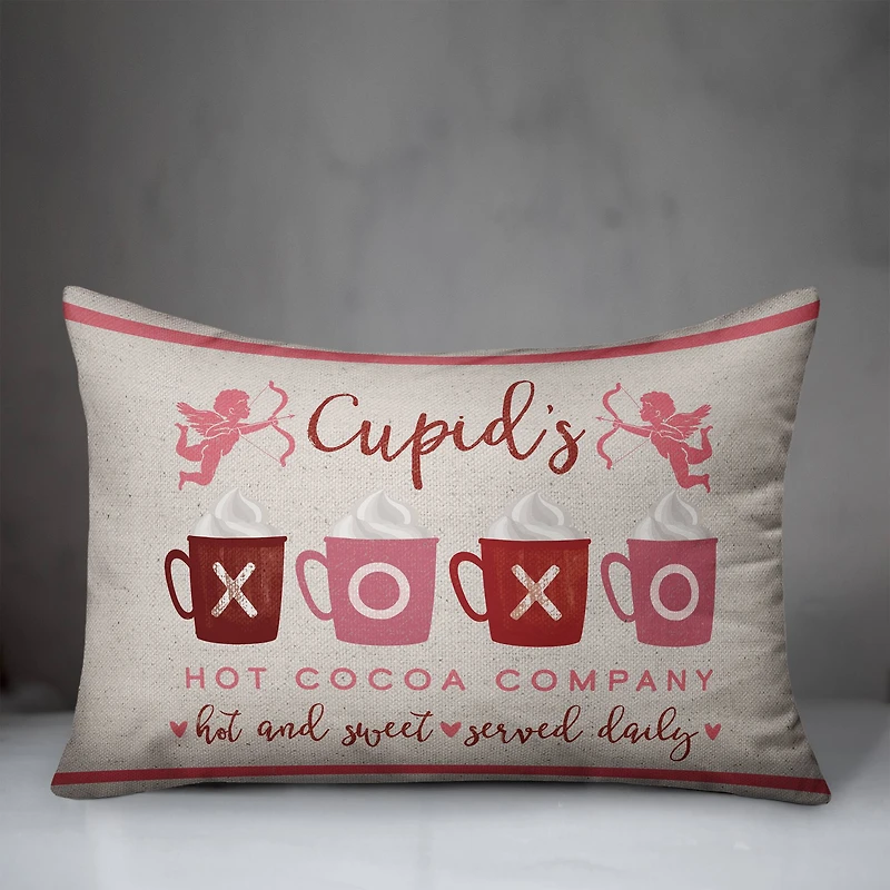 Cupids Hot Cocoa Throw Pillow, 14" x 20"