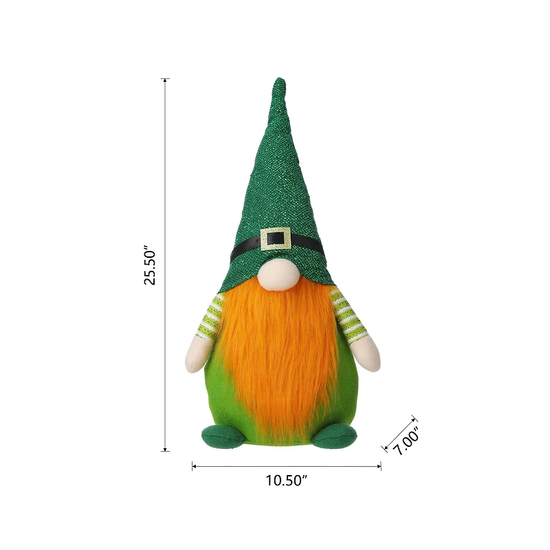 Glitzhome® 25.5" St. Patrick's Fabric Standing Gnome Décor