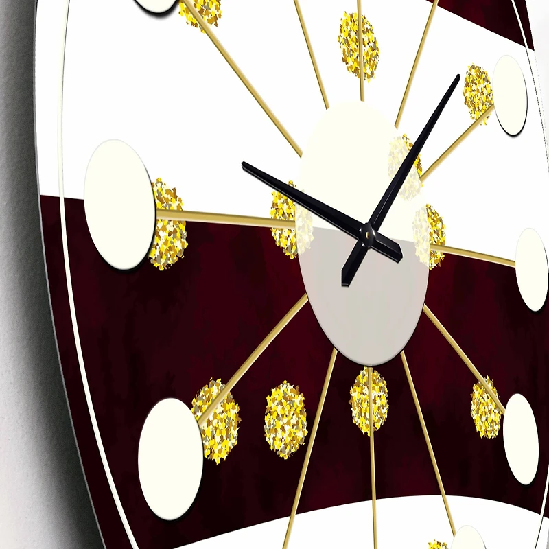 Designart 'Gold Polka Dot Pattern I Mid-Century Modern Wall Clock