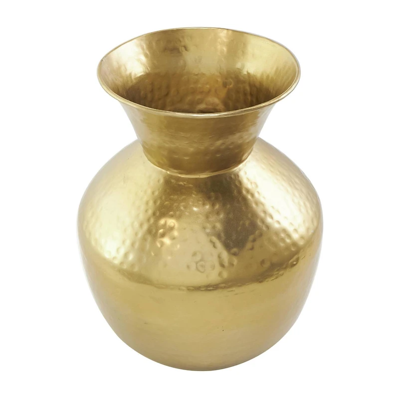 13" Gold Hammered Texture Metal Vase