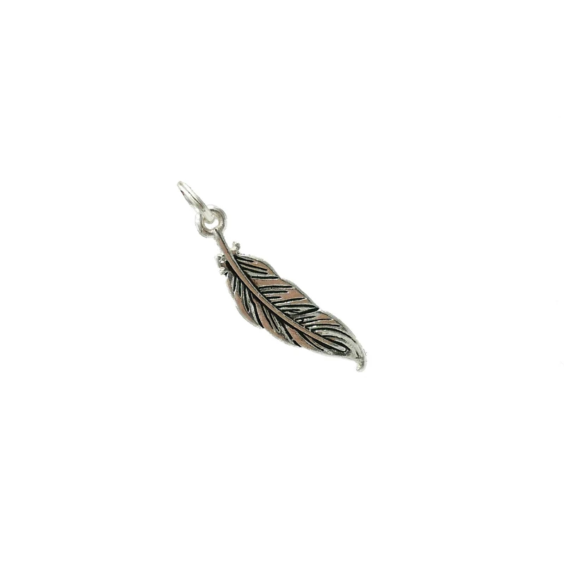 Charmalong™ Antique Silver Plated Feather Charm by Bead Landing™