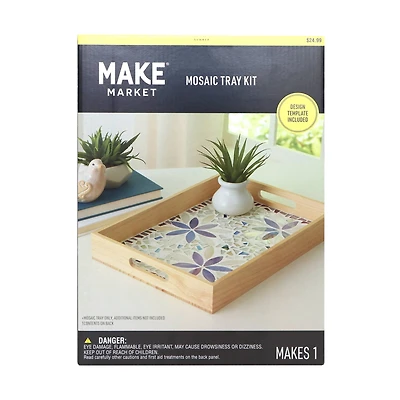 10" x 14" Purple Flowers Mosaic Tray Kit by Make Market®