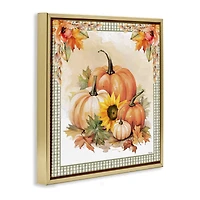 Stupell Industries Autumn Pumpkins Floral Border Floater Framed Art