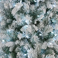 6ft. Pre-Lit Snowy Comet Slim Blue Artificial Christmas Tree, Cool White LED Lights