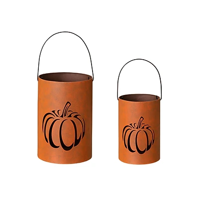 Glitzhome® Metal Cutout Pumpkin Bucket Set