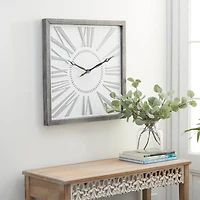 Grey Farmhouse Metal Wall Clock, 25" x 25"