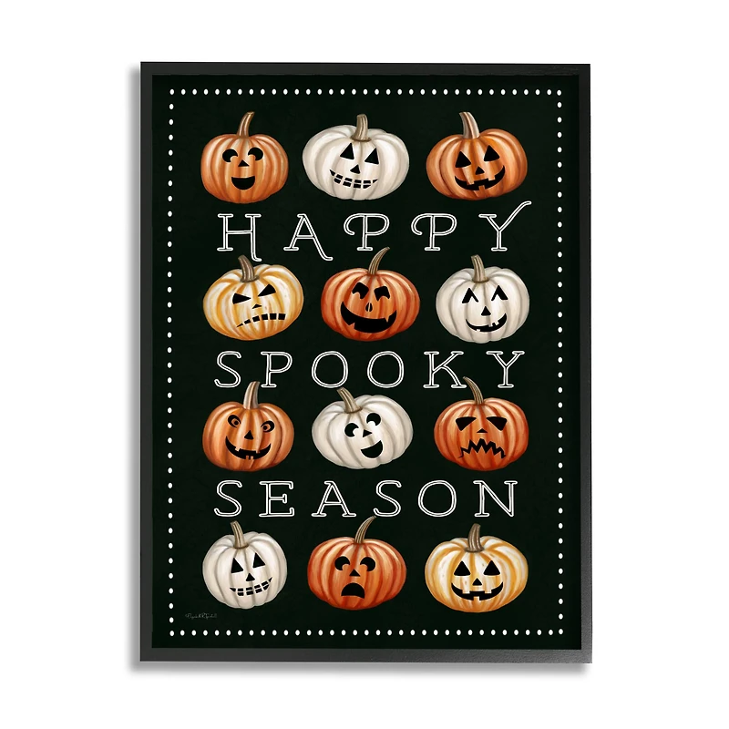 Stupell Industries Happy Spooky Season Pumpkins Framed Giclee Art