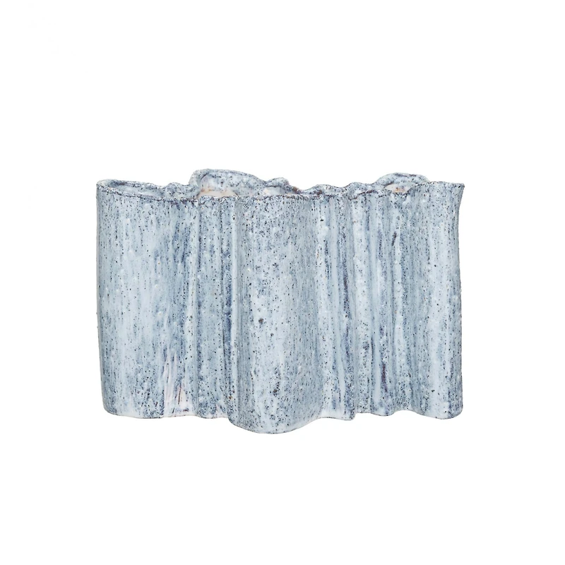 Hello Honey® 8.75" White Organic Stoneware Vase with Reactive Glaze