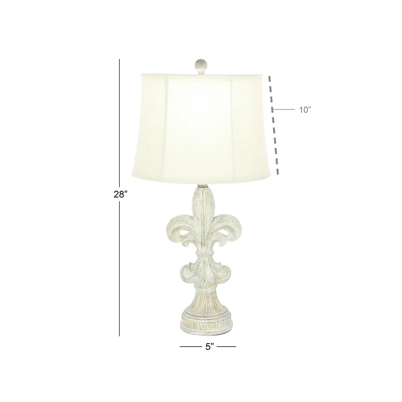 28" White Polystone French Country Table Lamps, 2ct.