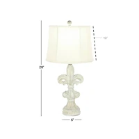 28" White Polystone French Country Table Lamps, 2ct.