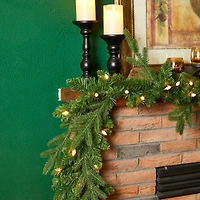 Glitzhome® 9ft. Pre-Lit Greenery Christmas Garlands with LED Light Timers, 2ct.