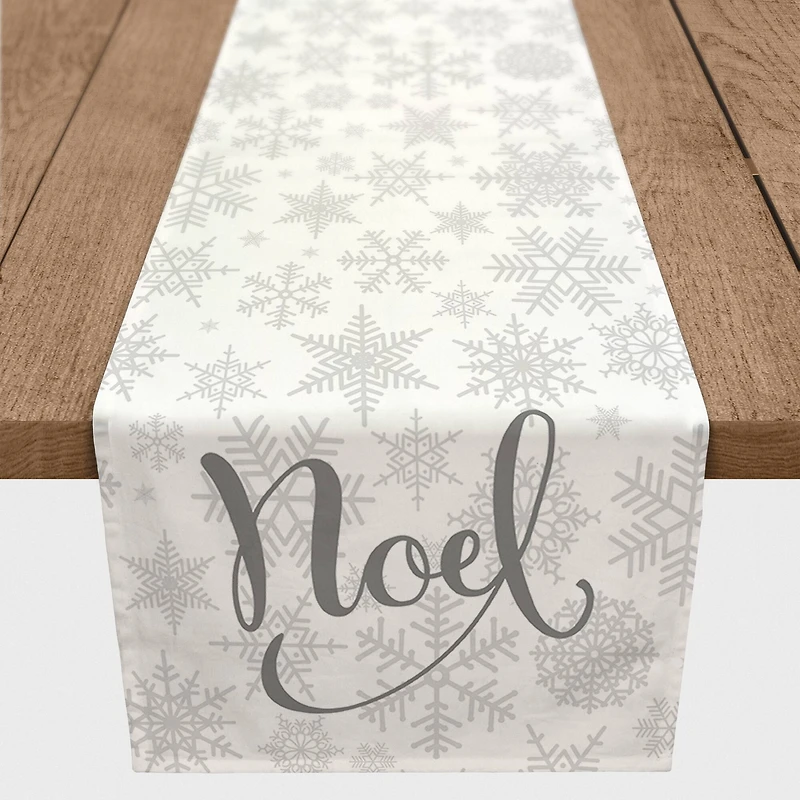Noel Snowflake Pattern 16x90 Poly Twill Table Runner