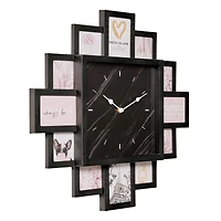 American Art Decor Picture Frame Collage Clock 12 Photo Display Slots Black, 20" x 20"