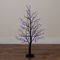 3ft. Pre-Lit Halloween Deluxe Black Twig Artificial Tree with 36 Orange & Purple LED Lights