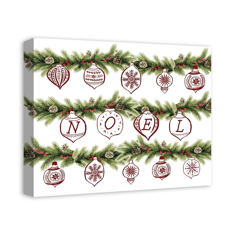 Noel Ornament Garland Canvas Wall Art