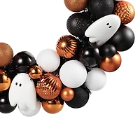23.5" Orange, Black & White Ghost & Ornament Wreath by Ashland®