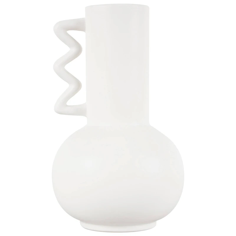 White Ceramic Vase Set with Wavy Handles