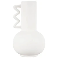 White Ceramic Vase Set with Wavy Handles