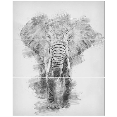 Designart - Black and White Elephant Pencil ketch