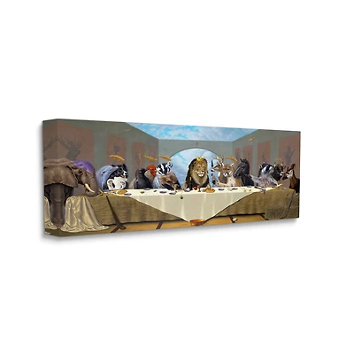 Stupell Industries Last Supper Safari Animal Version King Lion Canvas Wall Art