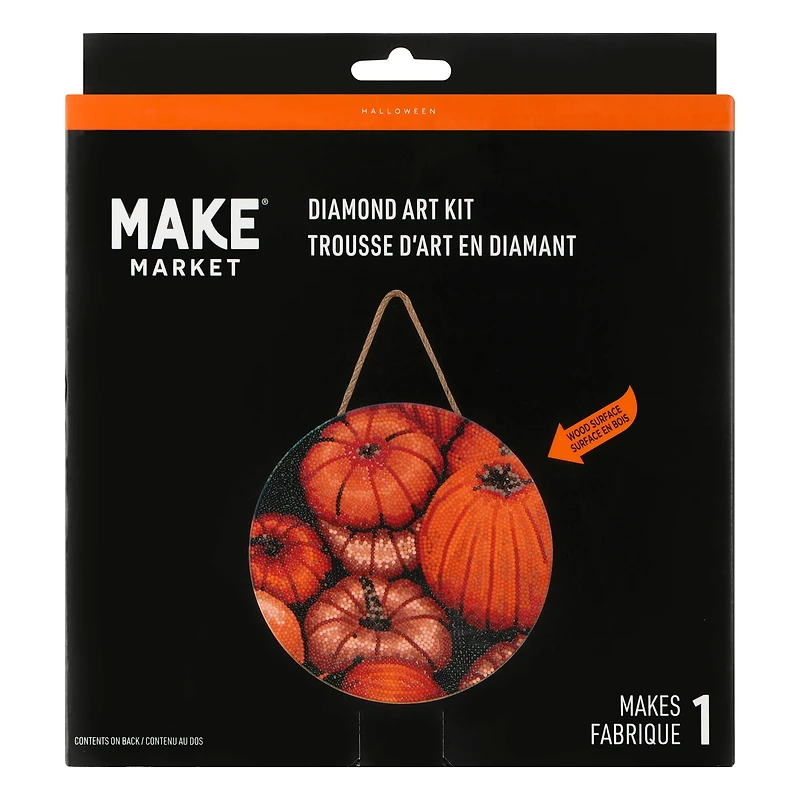 8" Pumpkins Round Wood Plaque Diamond Art Kit by Make Market®