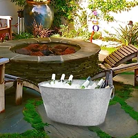 Mind Reader 12'' Large Round Galvanized Steel Beverage Tub with Handles