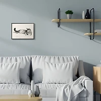 Stupell Industries Sleeping Striped Cat Minimal Relaxed Pet in Black Frame Wall Art