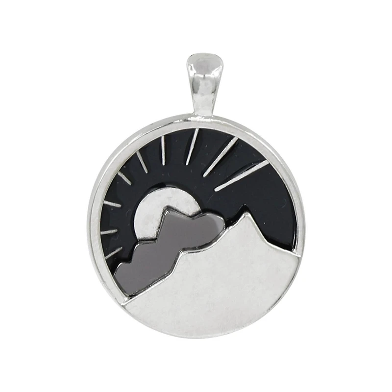 Silver & Black Round Mountain Pendant by Bead Landing™