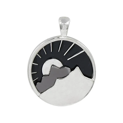 Silver & Black Round Mountain Pendant by Bead Landing™