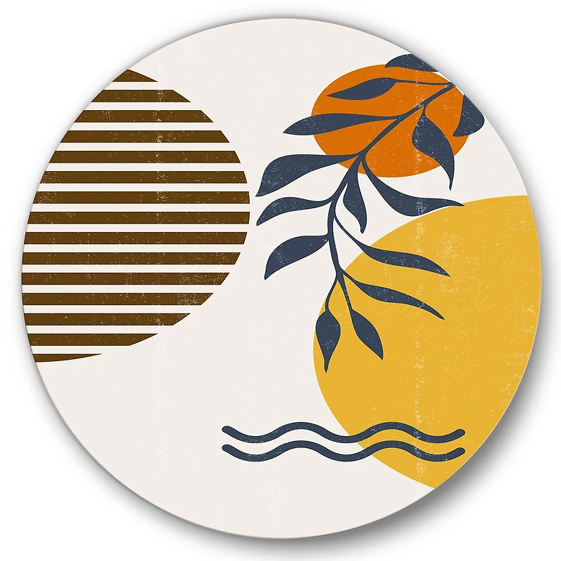 Designart - Botanical Minimalist Leaf With Abstract Shapes I