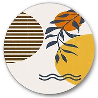 Designart - Botanical Minimalist Leaf With Abstract Shapes I