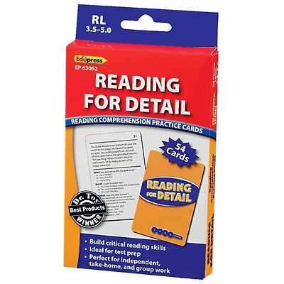 Edupress® Reading for Detail Practice Cards Blue Level, Levels 3.5-5.0