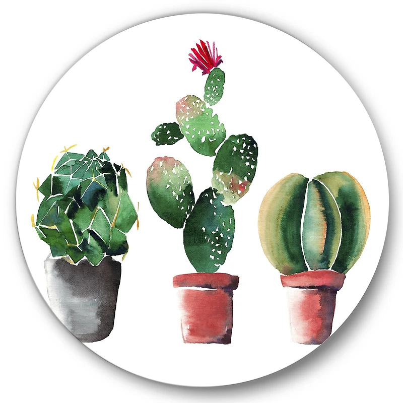 Designart - Three Cactus In Clay Pots