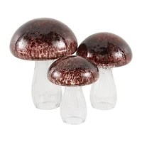 Textured Glass Mushroom Sculpture Set