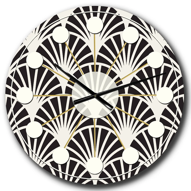 Designart 'Retro Art Deco Waves I Mid-Century Modern Wall Clock