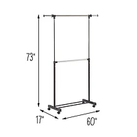 Honey Can Do Adjustable Rolling Metal Double Clothes Rack