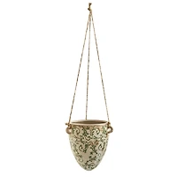 24" Green Tuscan Hanging Ceramic Scroll Planter