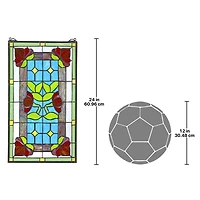 Design Toscano 24" Red Anemone Tiffany-Style Stained Glass Window Hanging Décor
