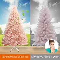 Costway 6ft. Unlit Pink Full Fir Hinged Artificial Christmas Tree