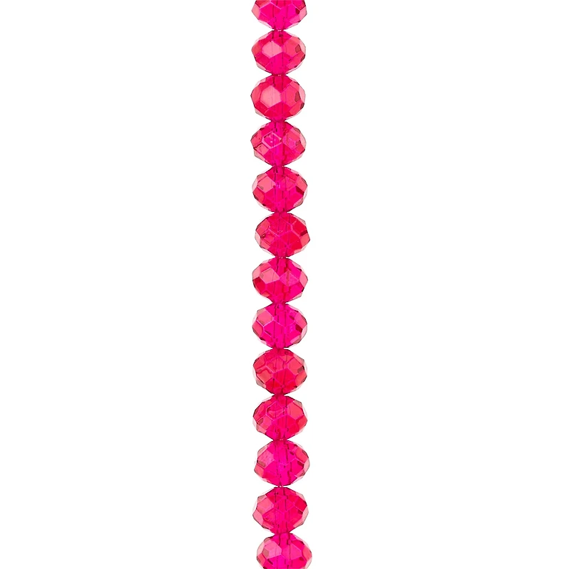 Fuchsia Faceted Glass Rondelle Beads, 8mm by Bead Landing™