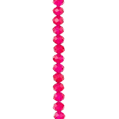 Fuchsia Faceted Glass Rondelle Beads, 8mm by Bead Landing™