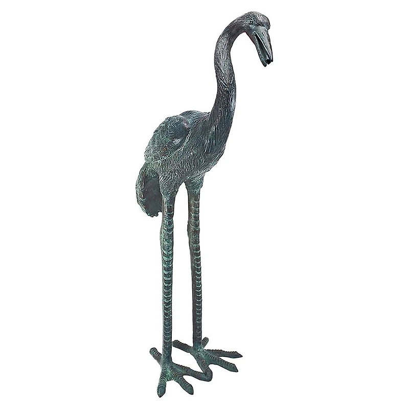 Design Toscano Small Curved Neck Bronze Crane