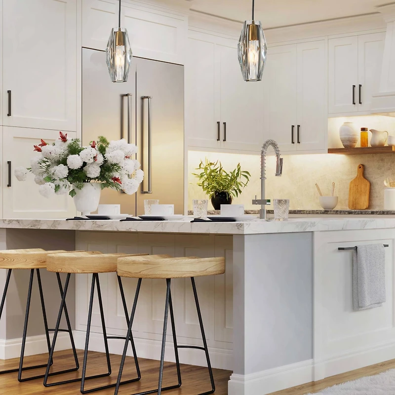 Hello Honey® Robert Stevenson Lighting Celia Brushed Bronze Faceted Crystal & Metal Ceiling Light