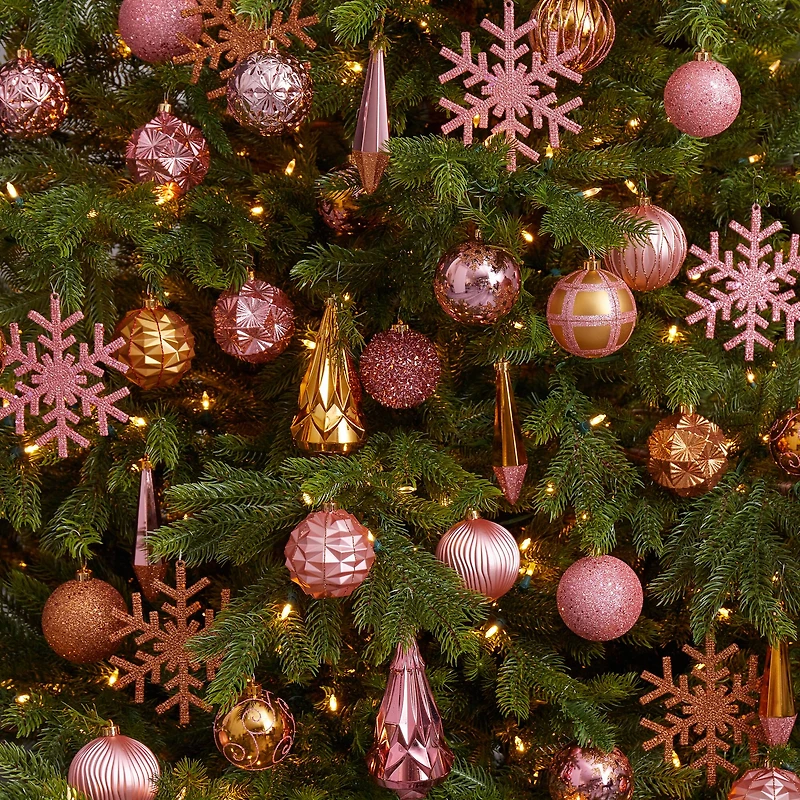 52ct. 6" Pink & Gold Shatterproof Ornament Set